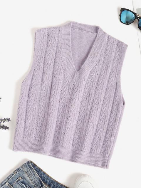 Chaleco Jersey Cuello V Bolsillos Light Purple