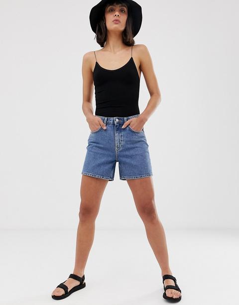 Weekday - Mom Shorts Di Jeans Blu Medio - Blu