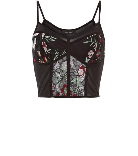 Black Floral Embroidered Lace Bralet