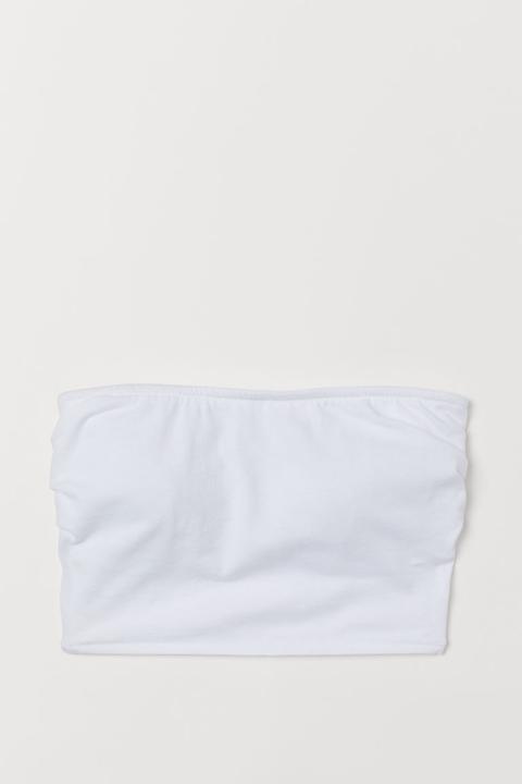 Sujetador Bandeau De Algodón - Blanco