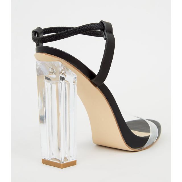 black and clear block heels