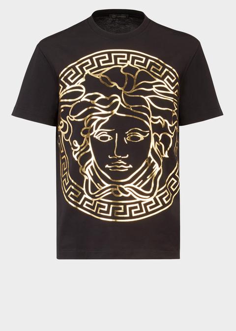 T-shirt Con Testa Di Medusa Dorata