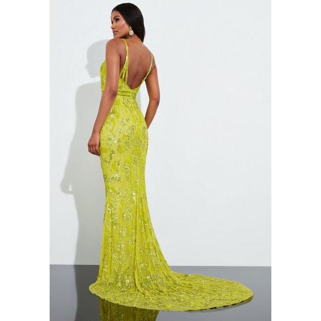 yellow fishtail dress