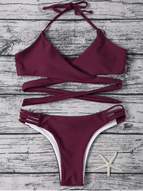 Sandalia Con Halter Wrap Set Bikini