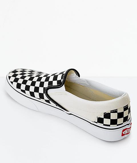 black and white checkered slip on shoes
