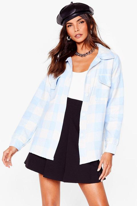 Womens Check Oversized Button Up Shacket