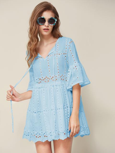 Vestido Con Cordón Con Bordado