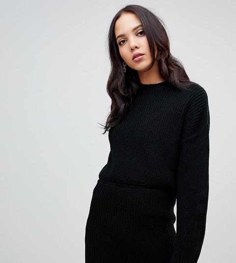 Asos Design Tall - Maglione Corto Oversize A Coste - In Coordinato - Nero