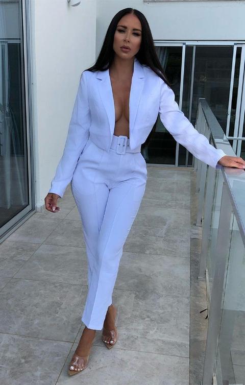 White Belted Cigarette Trousers - Frankie