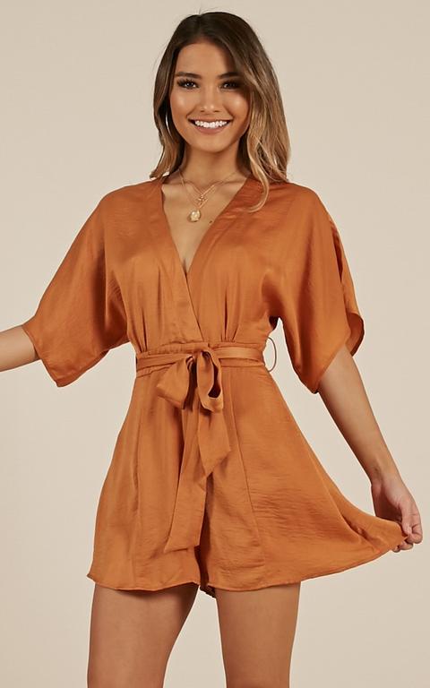 Compromise Playsuit In Tan