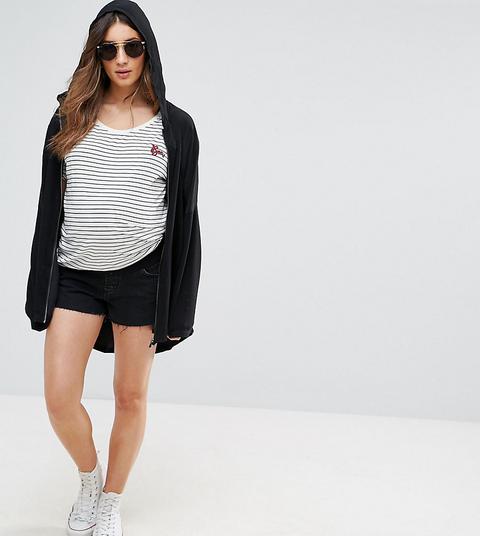 Shorts Vaqueros Con Lavado Oxford Negro De Asos Maternity