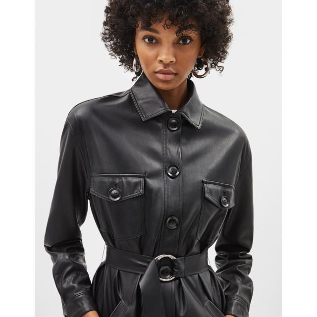 bershka faux leather shirt