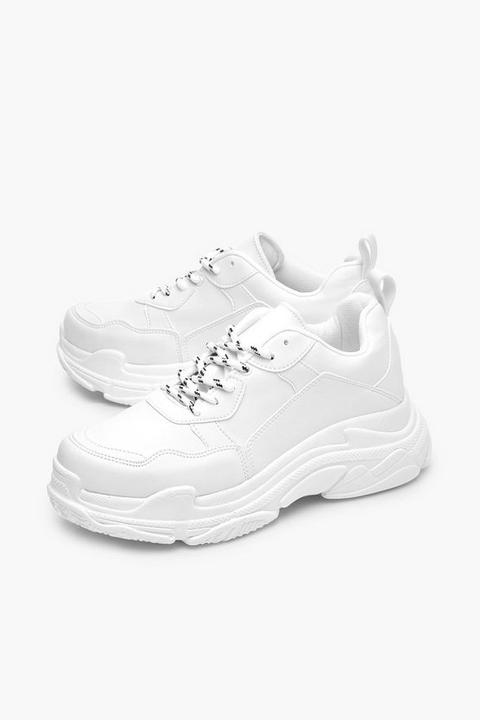 white chunky platform trainers
