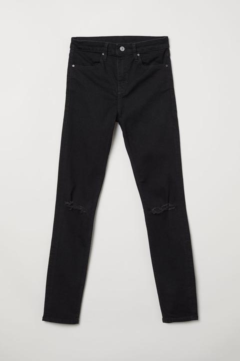 Skinny Regular Ripped Jeans - Negro