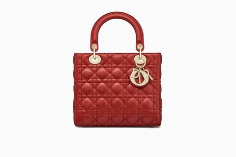 Bolso Lady Dior De Piel De Cordero Cannage Roja