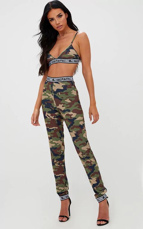 Khaki Prettylittlething Camo Joggers, Camo