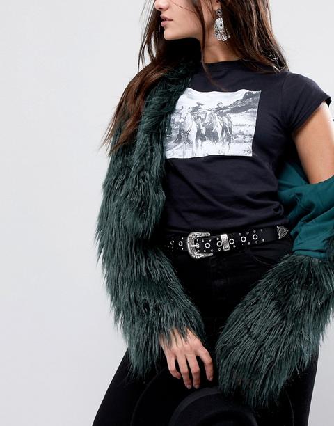Asos - Cintura Di Pelle Borchiata Stile Western - Nero