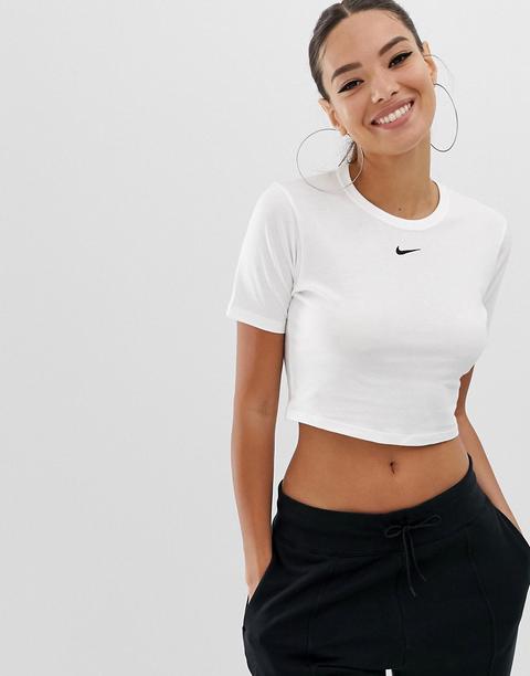 Nike White Mini Swoosh Crop Top from 