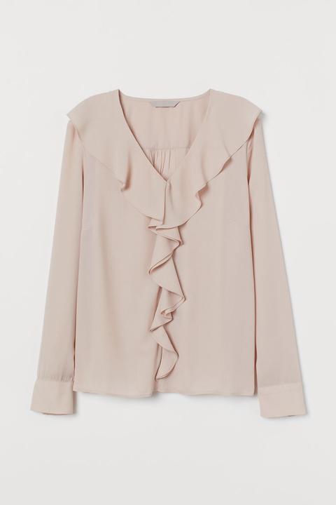 H & M - Camicetta A V Con Volant - Rosa