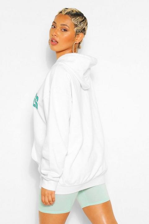 Womens Los Angeles Slogan Extreme Oversized Hoodie - White - L, White from  Boohoo on 21 Buttons