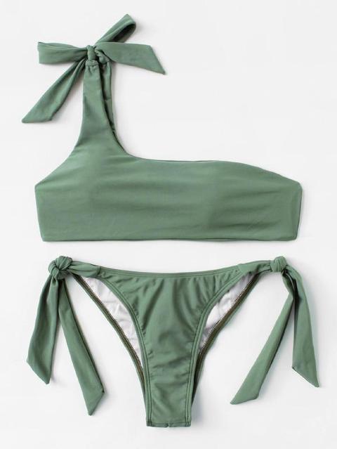 Set De Bikini Con Un Hombro Con Cordón Lateral