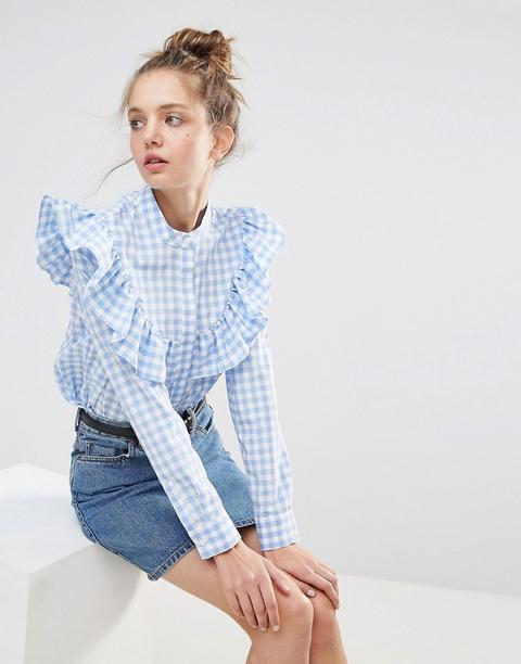 Camisa De Vichy Con Volante De Asos