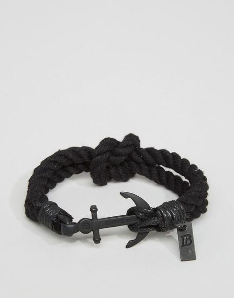 Icon Brand - Bracciale Nero Intrecciato Con Ancora - Nero