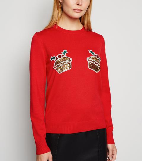 red sequin christmas jumper