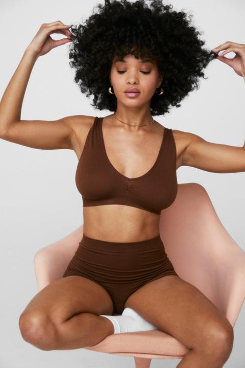Womens Seamless Bralette And Boxer Shorts Set