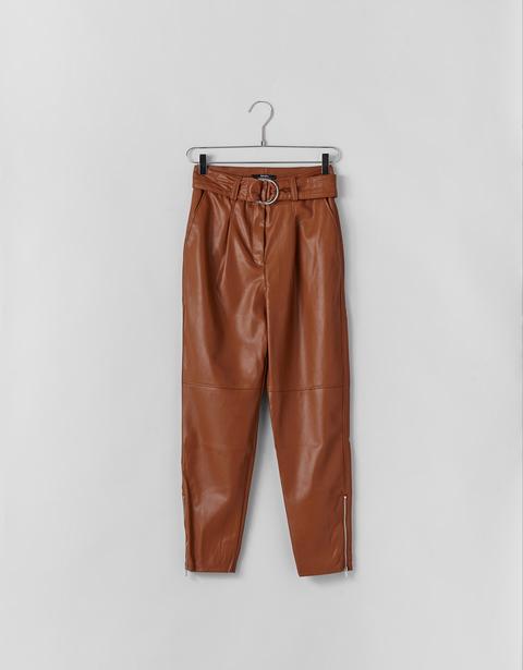 Pantaloni Carrot Fit Effetto Pelle