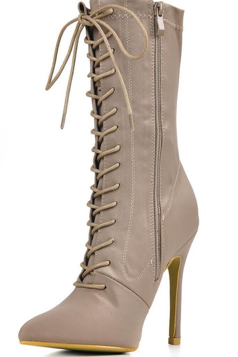 Nude Lace Up Front Sock Boots from I 