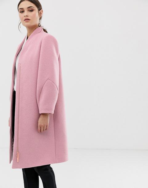 Ted Baker Bllair Sculpted Sleeve Wool Coat-pink