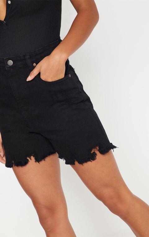 petite black denim shorts