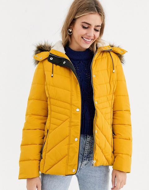 New Look Fitted Puffer Jacket In Yellow