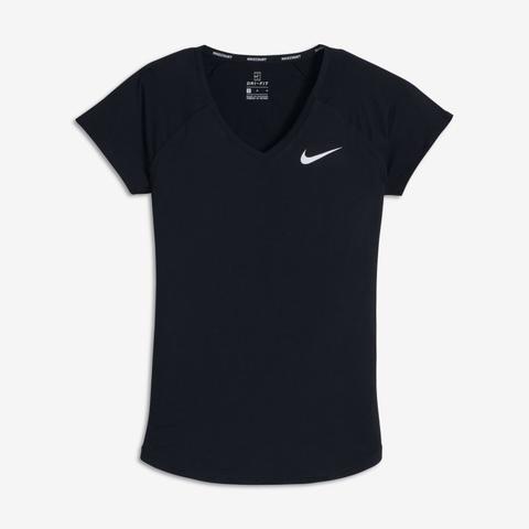 Nikecourt Pure Camiseta De Tenis De Manga Corta - Niña - Negro