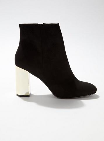 Womens Adele Gold Heeled Boot, Black