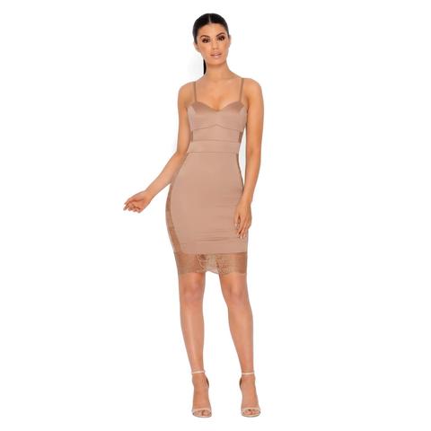 satin dress beige