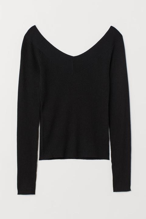 Top Con Escote De Pico - Negro
