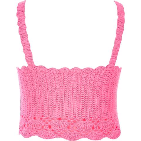 pink crochet crop top