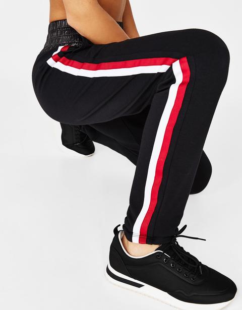 Pantaloni Sport Con Fascia Laterale