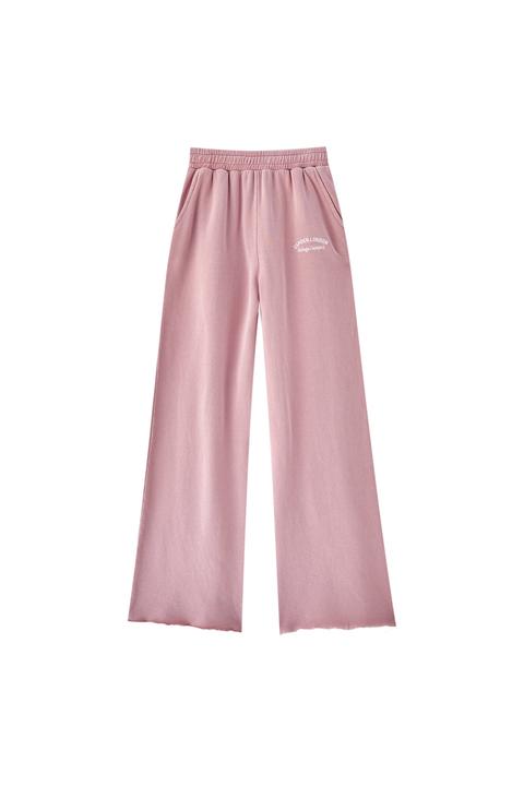 Pantalon Jogger Rose Inscription Brodée
