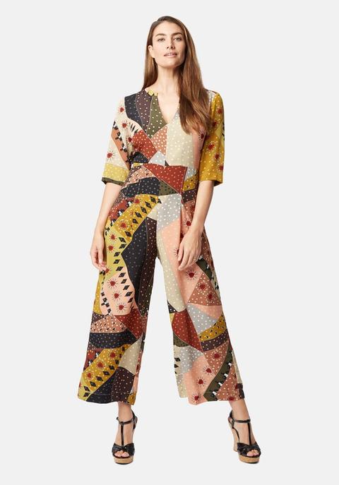Printed Betty V-neck Jumpsuit In Multicolour