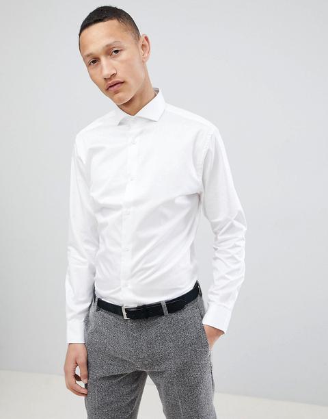 Camisa De Vestir De Corte Slim Con Acabado Satinado En Blanco De Selected Homme