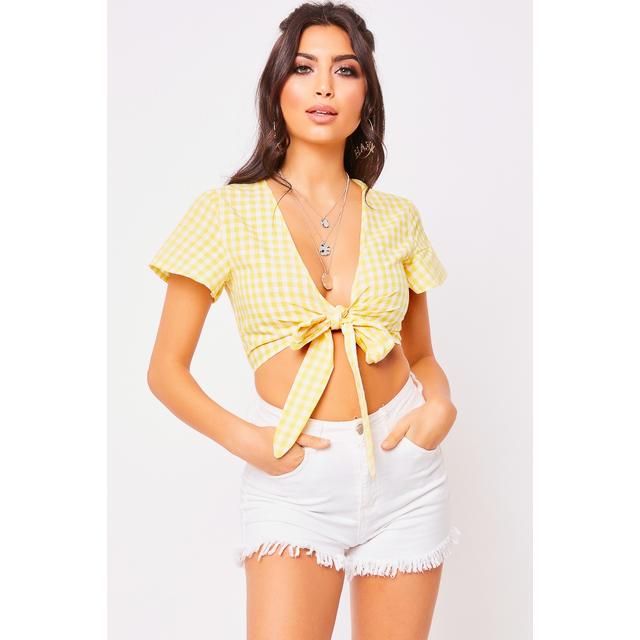 yellow gingham crop top