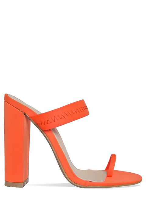 Hailee Neon Orange Lycra Toe Loop Mules