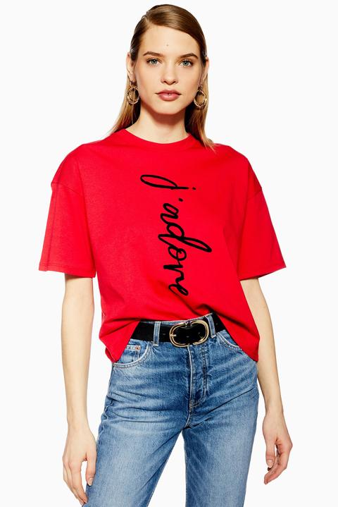 Womens 'j'adore' T-shirt - Red, Red