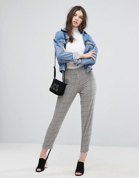 Asos Tailored Herritage Houndstooth Pant With Stirrup - Check