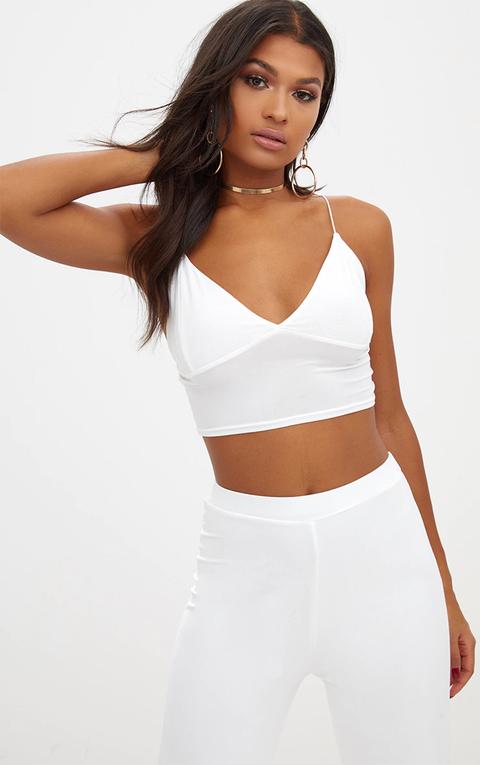 Cream Slinky Bralet, White