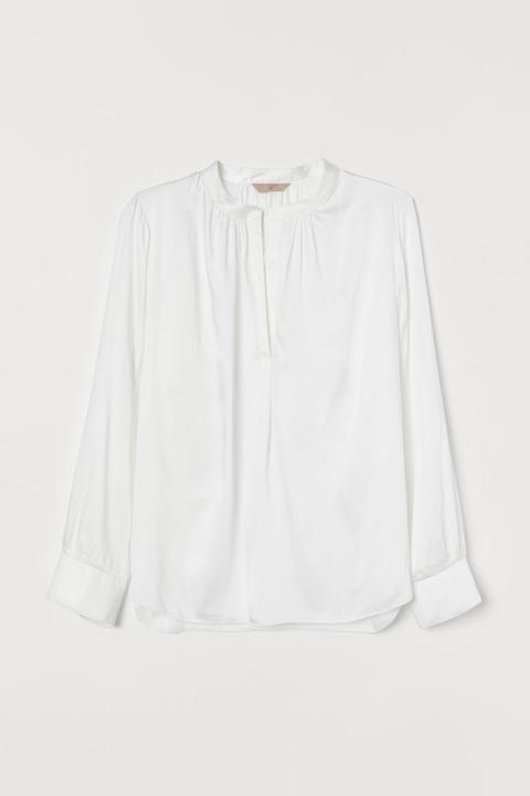 H & M+ Blusa De Satén - Blanco