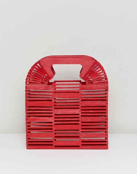Asos Design - Pochette Squadrata In Bambù - Rosso